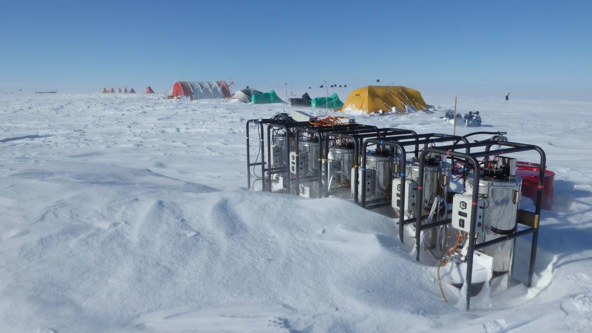 Water heaters on Antarctic ice
