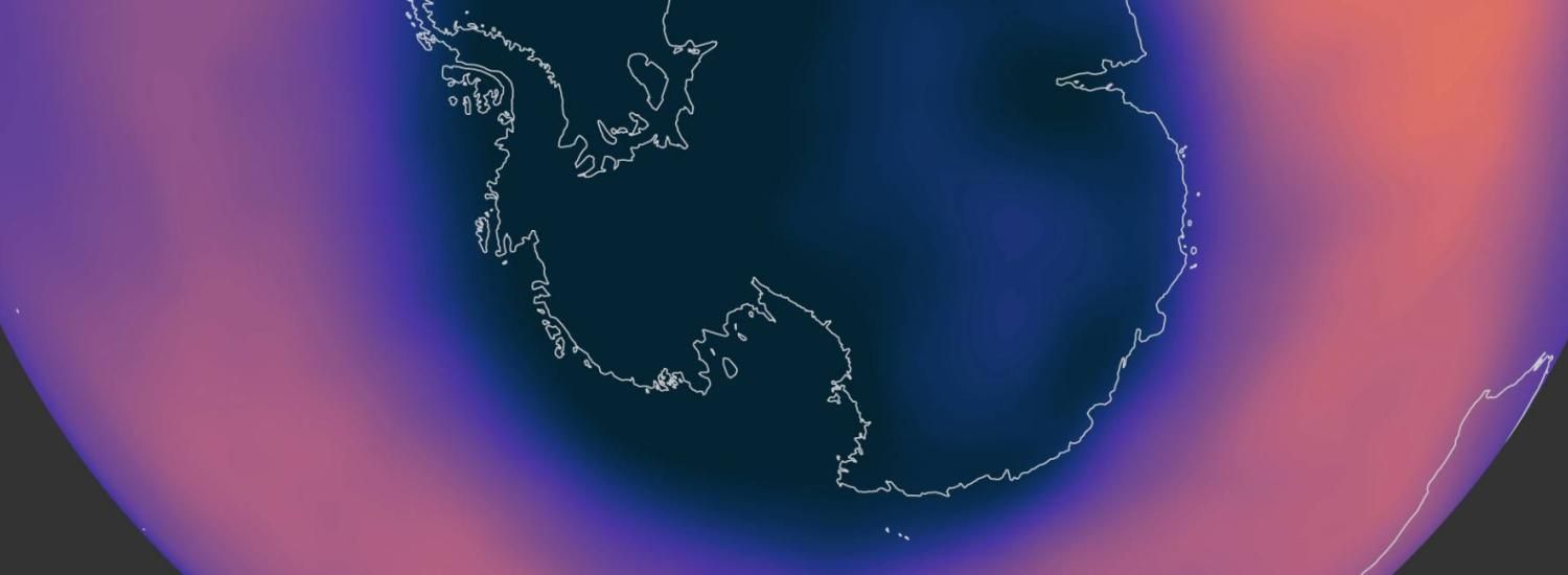 Image showing ozone concentration over Antarctica the week of September 14–20, 2020.