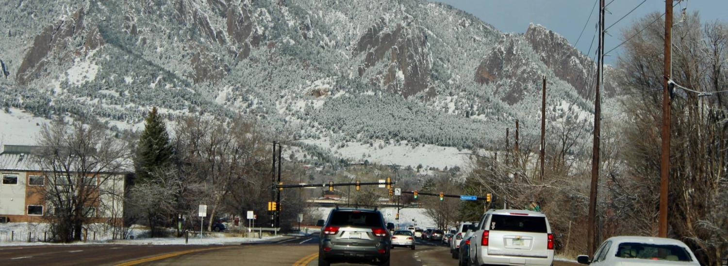 traffic on Broadway in Boulder, Colorado