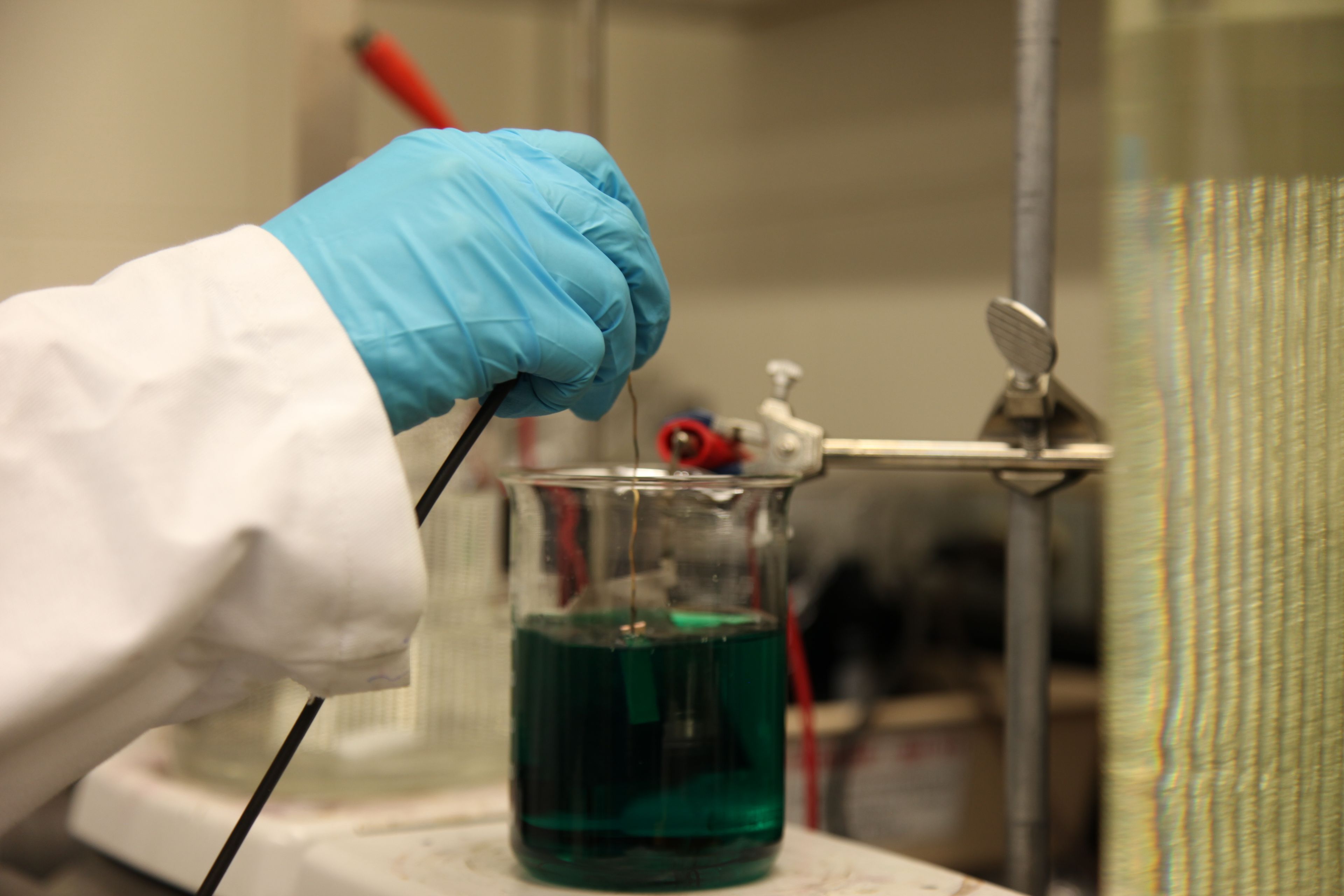 The process of electroplating in the CIRES intrument lab.