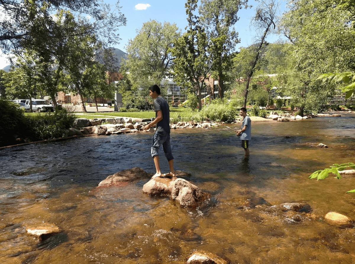 The LOCC team fishes along Boulder Creek.