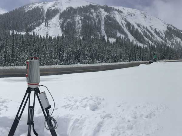 Lidar system and snowy slopes.
