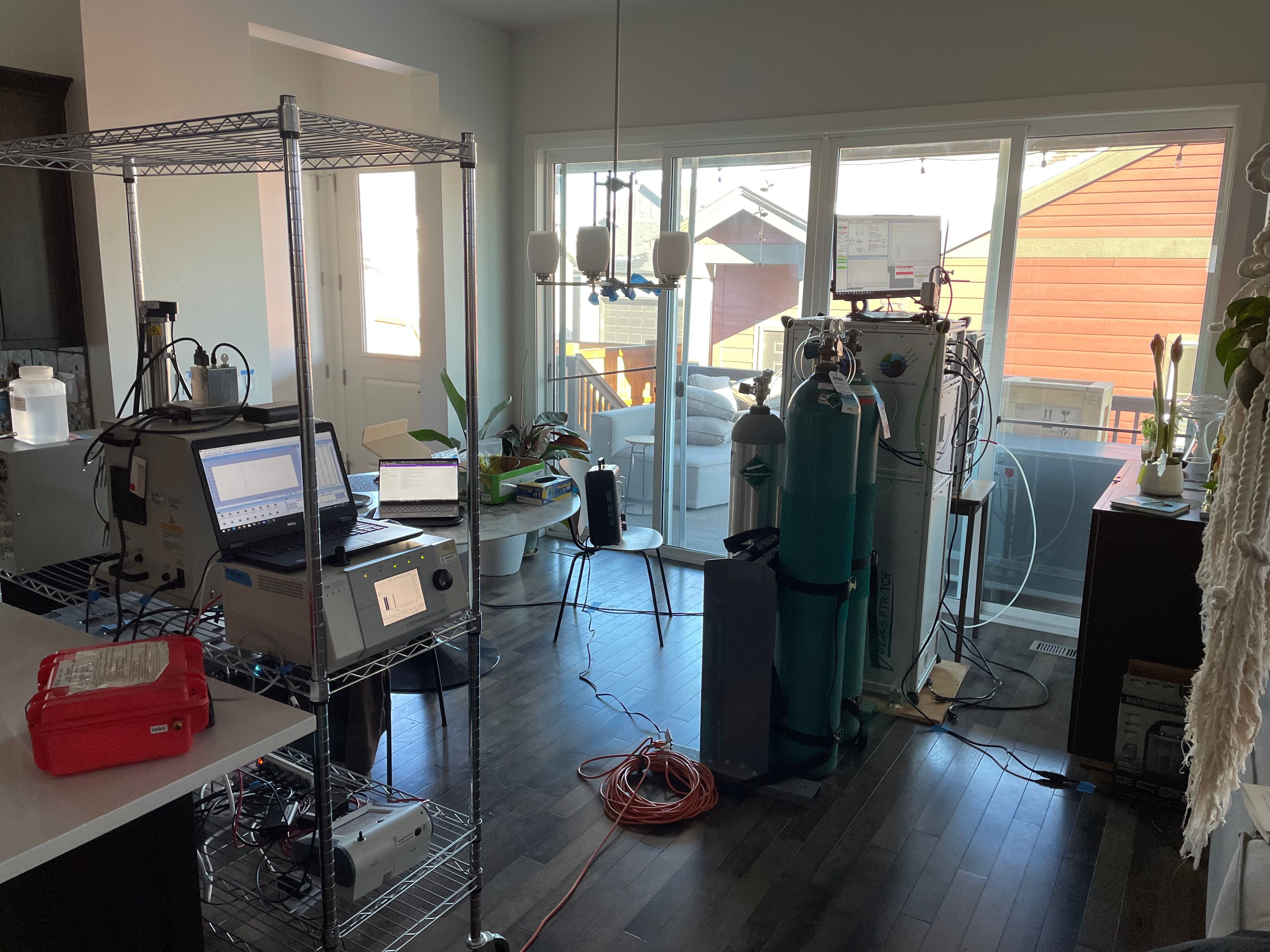 Instruments sent up in the house monitoring air quality
