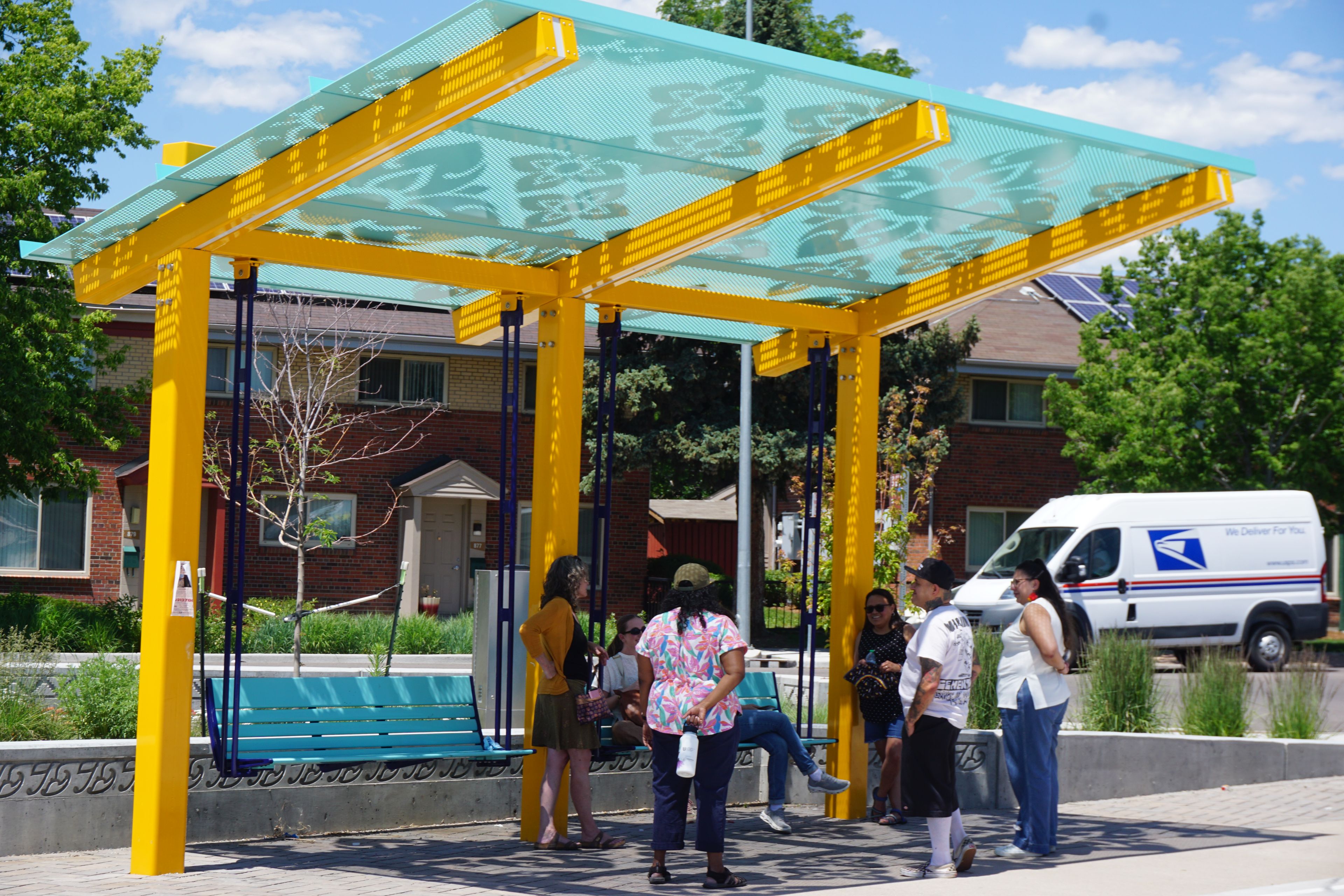 The last stop on the tour was a skate park with vibrant murals and creative shad structures