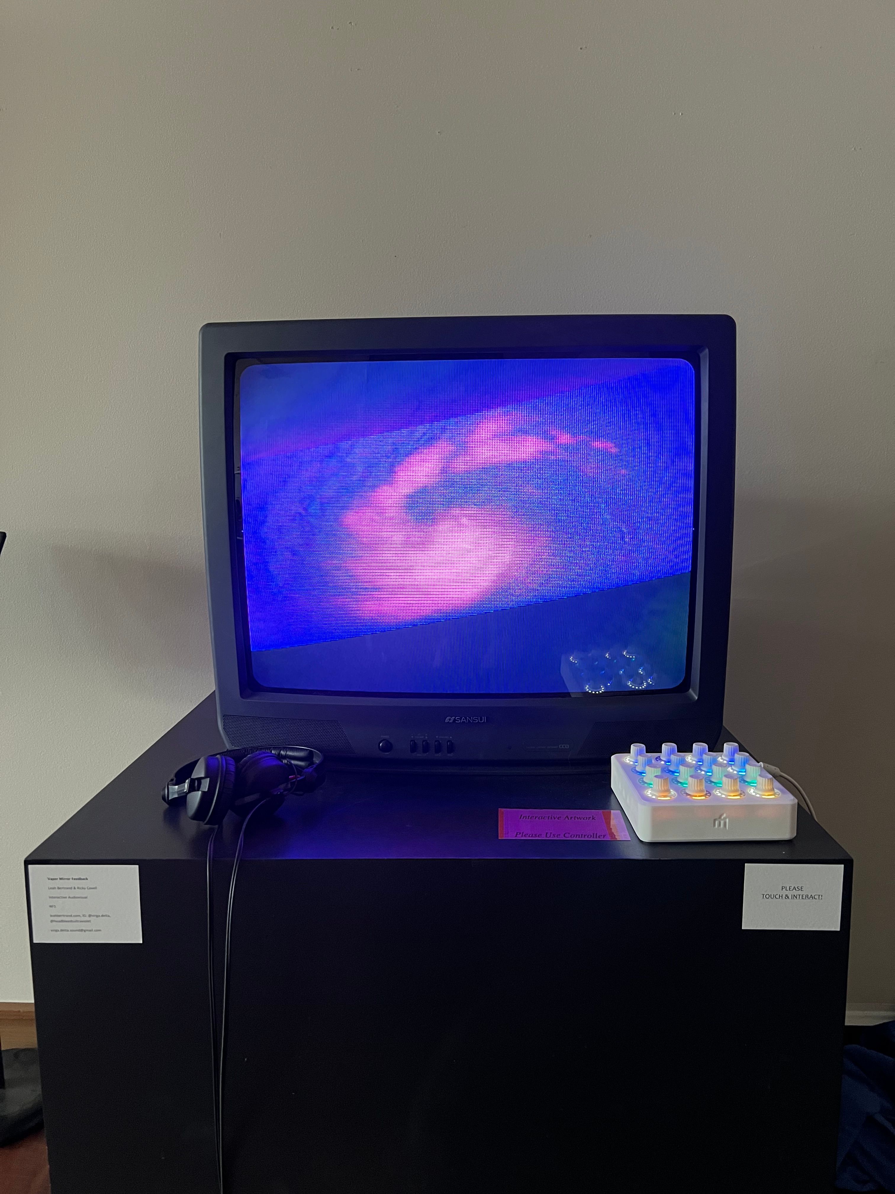 The art exhibit: an older TV, dials, images and sound