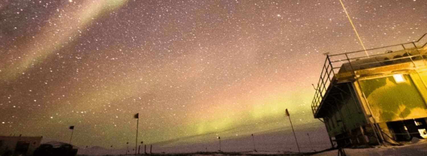 Lidar shooting into the Antarctic night sky