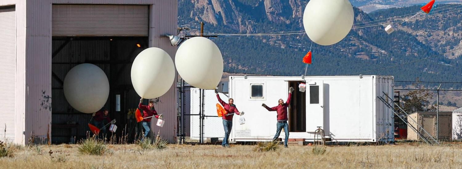 Photographic time series capturing the launch of an ozonesonde balloon from Boulder's Marshall Mesa field site. 