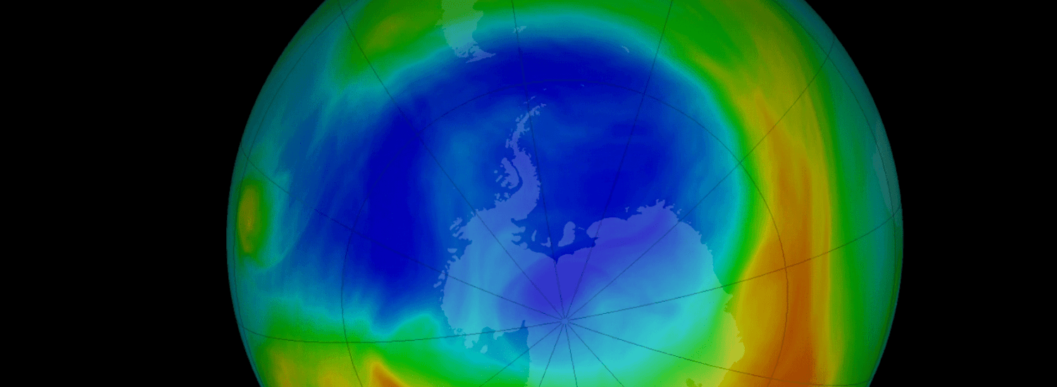 NASA visualization depicts 2019 ozone concentrations in Dobson Units, the standard measure for stratospheric ozone. 