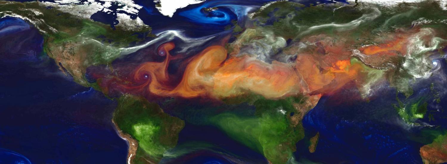 portrait of global aerosols was produced by a GEOS-5 simulation at a 10-kilometer resolution