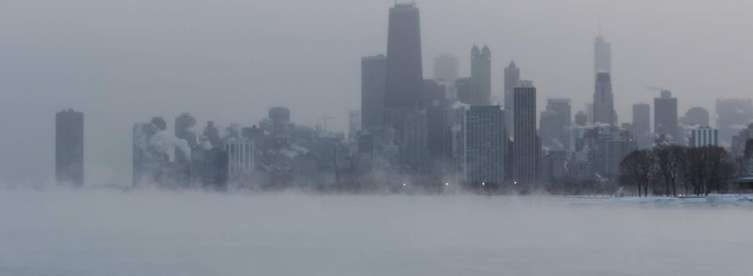Chicago from Diversey Harbor during the early 2014 North American cold wave