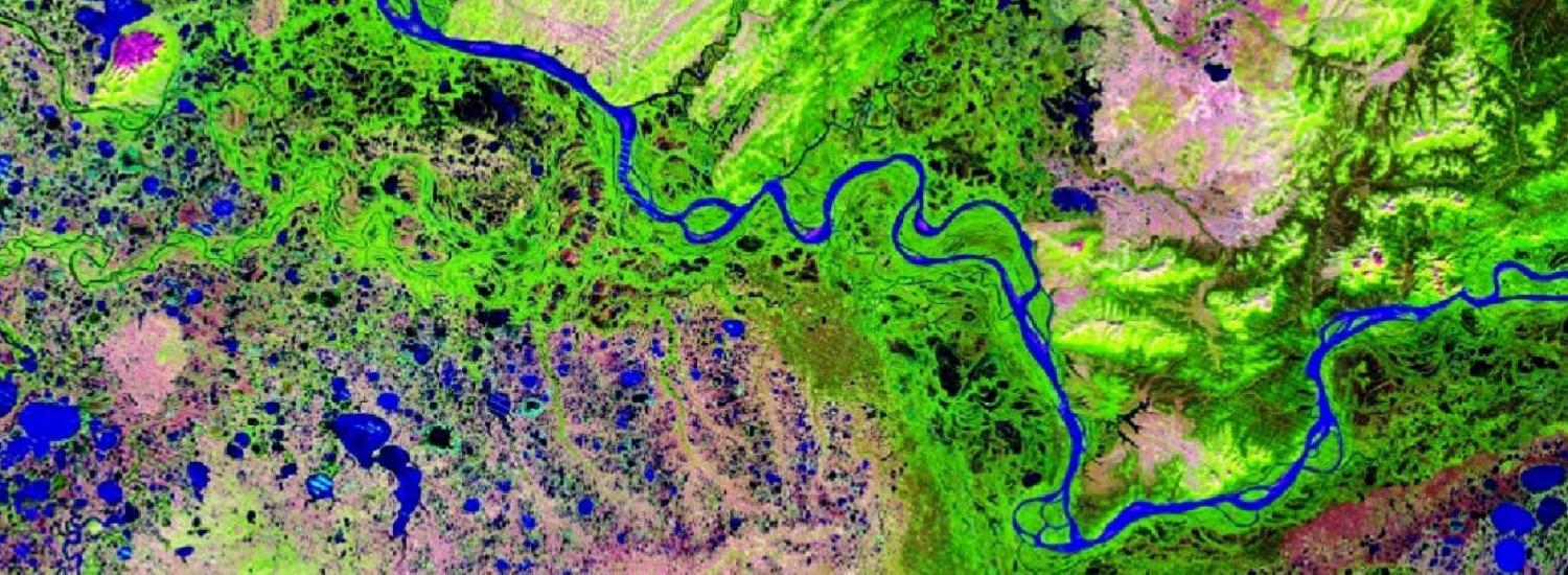 A view of the Yukon River watershed in Alaska from the U.S. Geological Survey, using Web-Enabled Landsat Data. 