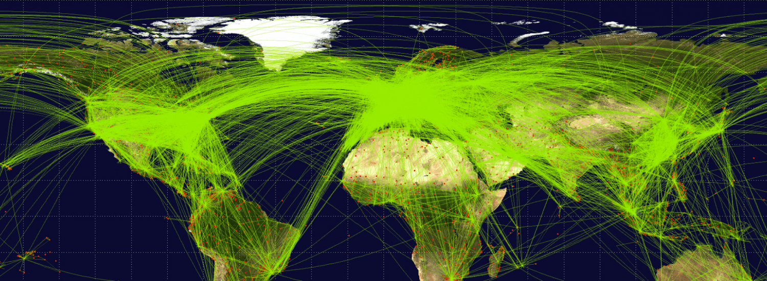 map showing comercial air travel