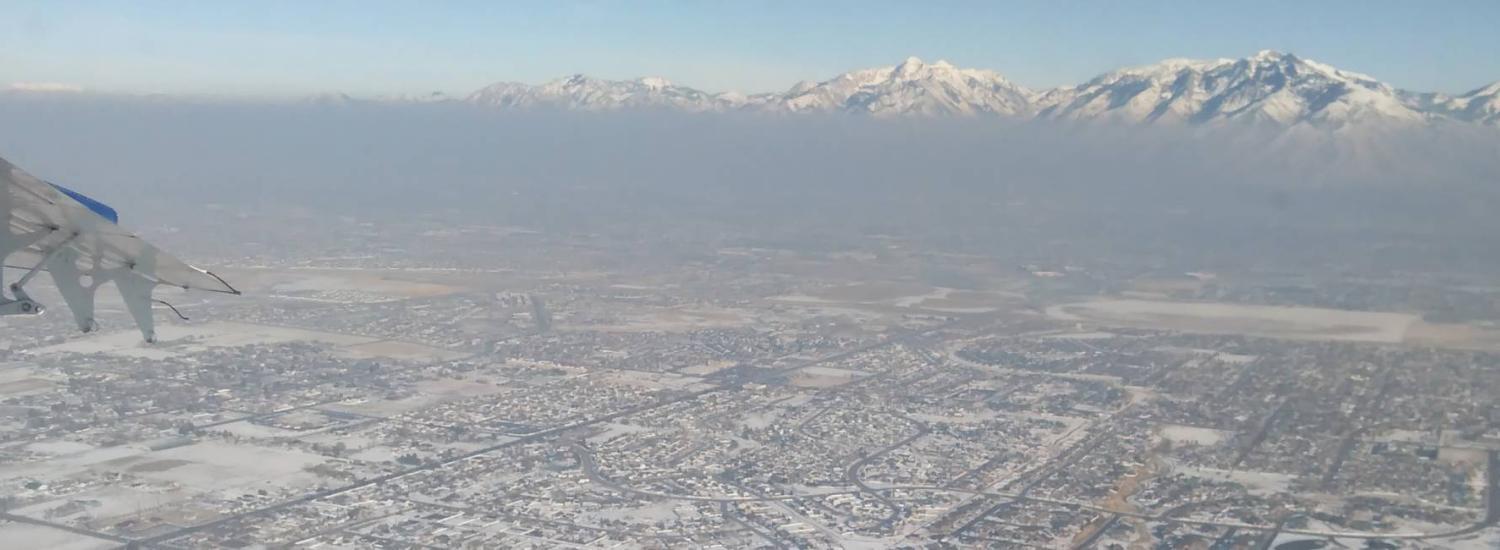 photo of pollution in the Salt Lake Valley taken from a research airplane