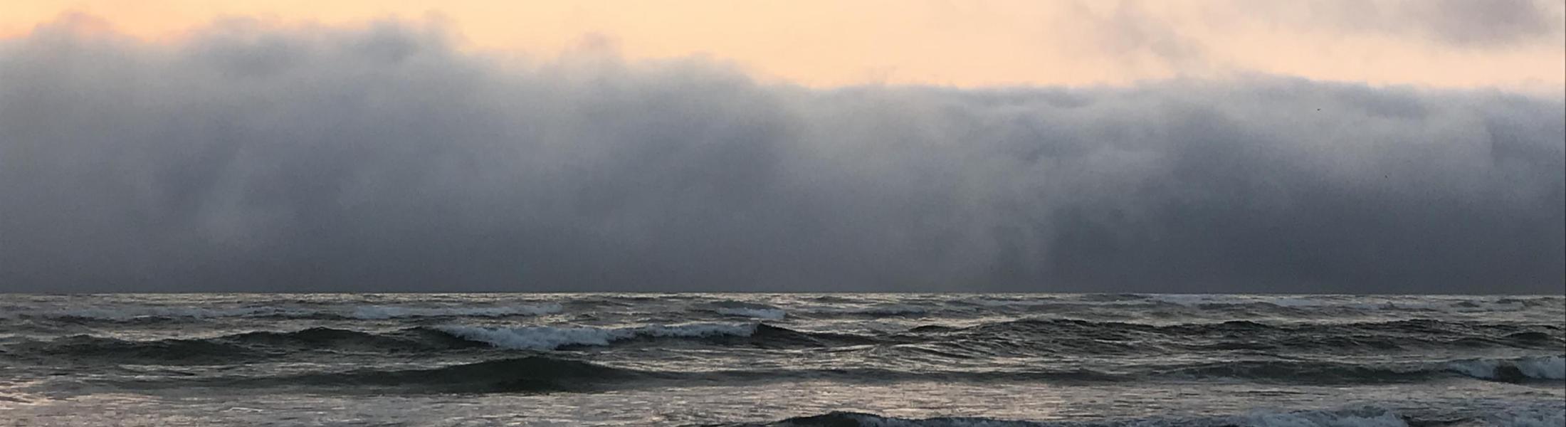 fog bank above Pacific waves