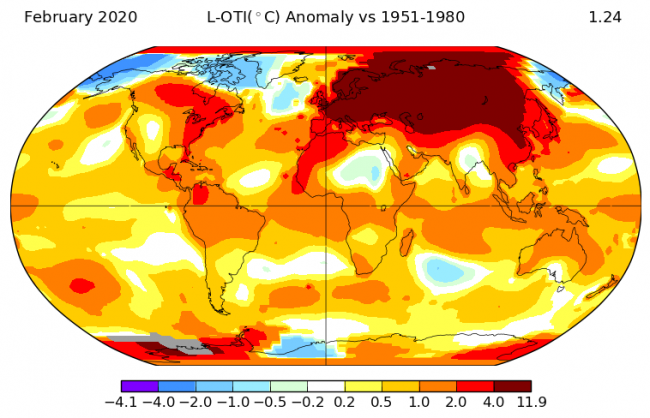 A surface temperature anomaly or trend map by NASA.