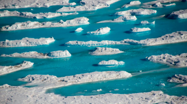 Meltwater on the ice shelf