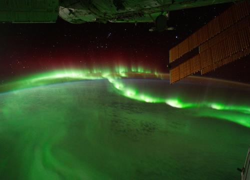 Aurora over the Earth from space
