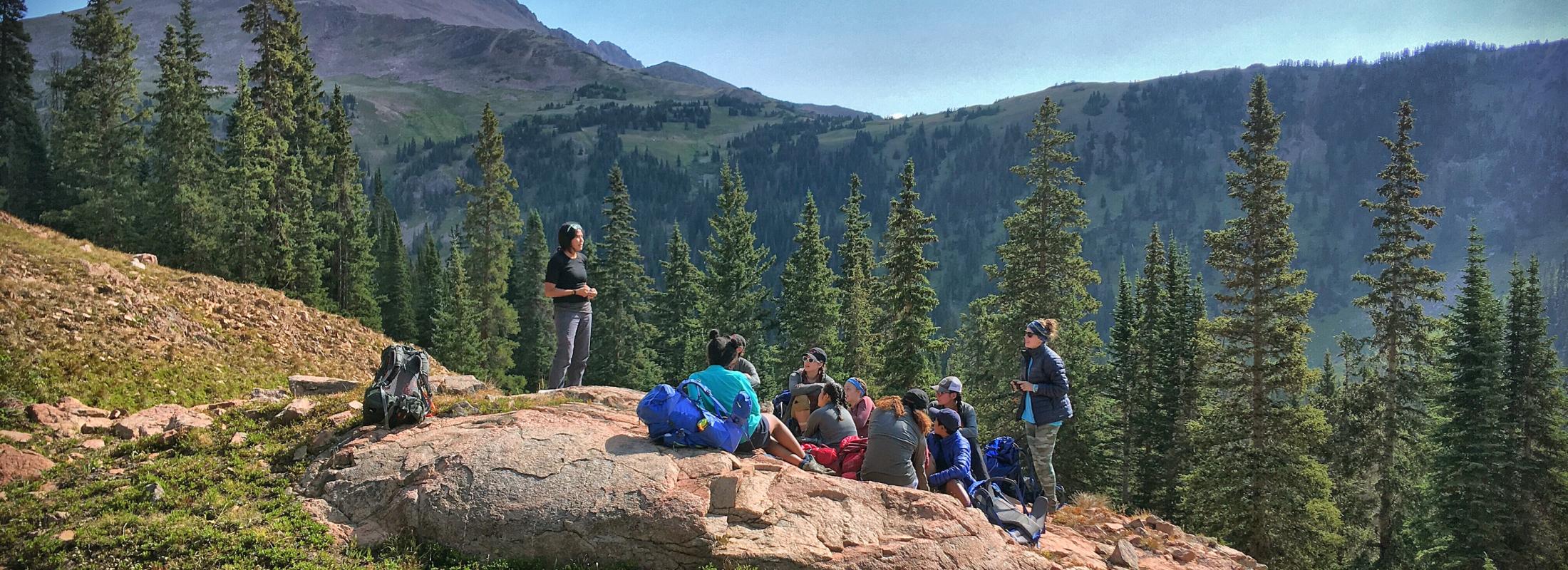 group of students in the mountains
