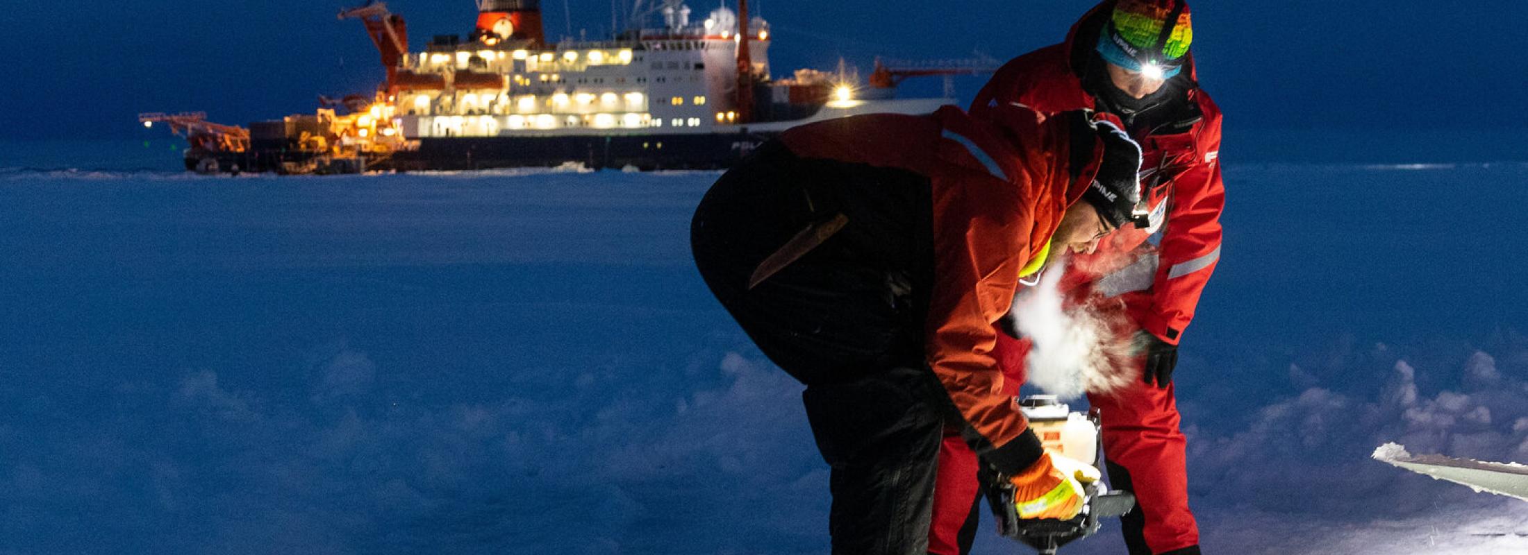 Scientists coring sea ice - credit Marcel Nicolaus