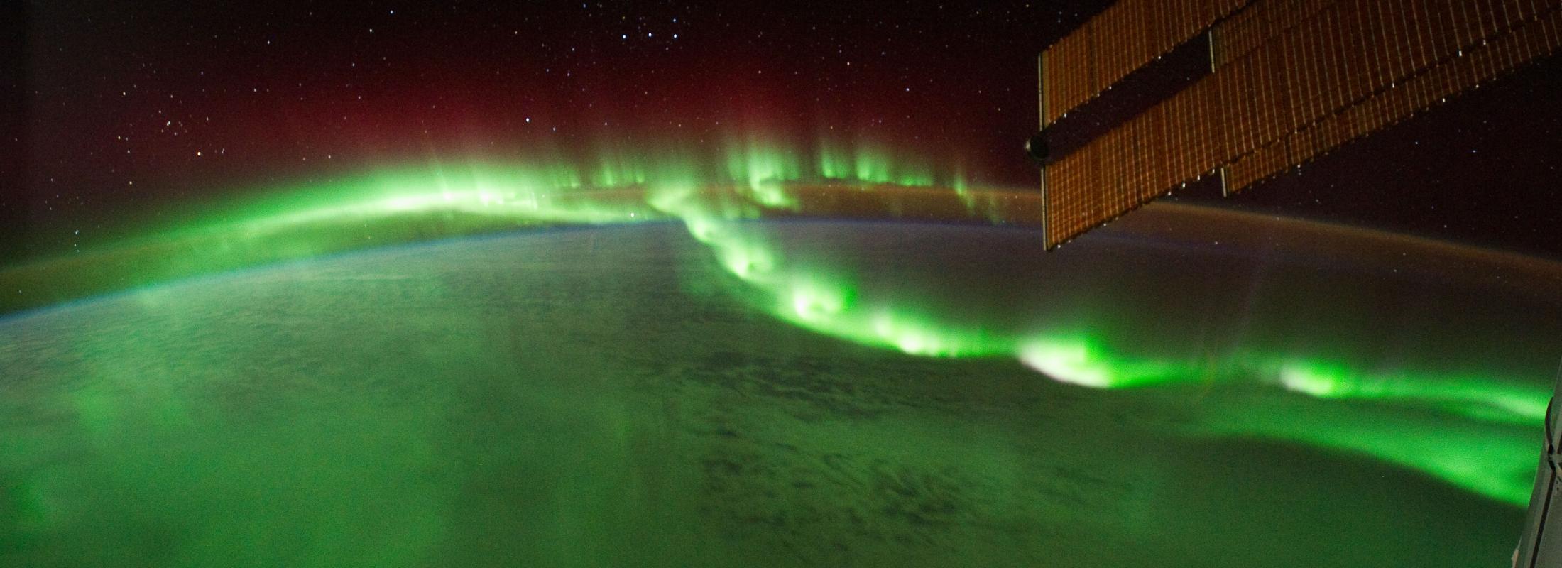 Aurora over the Earth from space