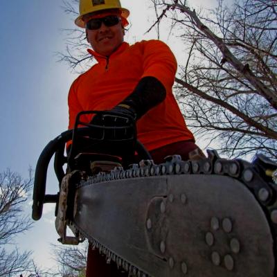 man with chainsaw