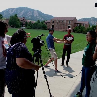 A group of students making a video.