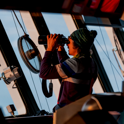 MOSAiC Crew Member with Binoculars 