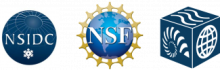 NSIDC logo, NSF logo, EarthCube logo